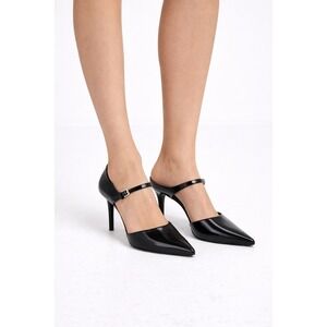 Max Mara Black Leather Stiletto Heels Size 40 USA Size 9  ‼️ review photos ‼️